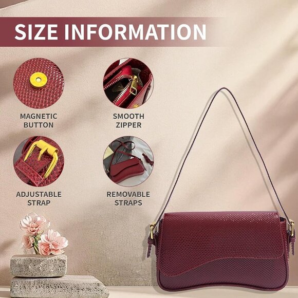 2025 Small Shoulder Bag Y2K Purse for Women, Crocodile Clutch Purse Handbag Satc - Picture 2 of 7